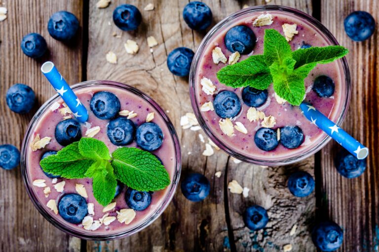 Blueberry smoothie in a glass