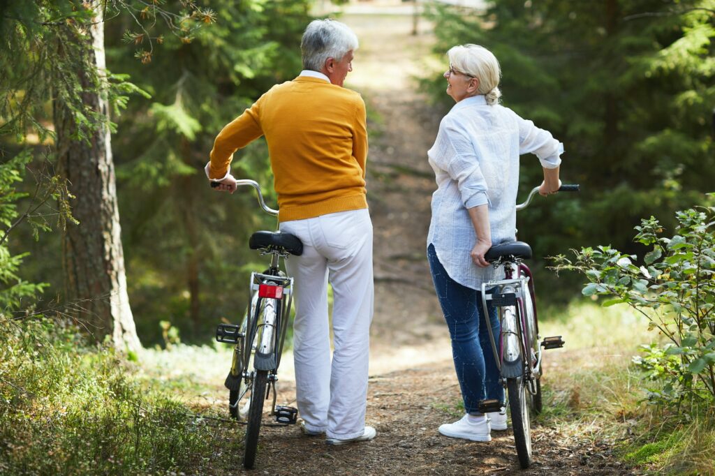 Cyclists in the forest